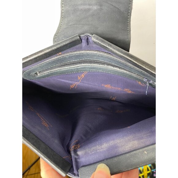 Vintage Etienne Aigner Navy Blue Genuine Leather Purse Handbag Tote - Picture 13 of 14